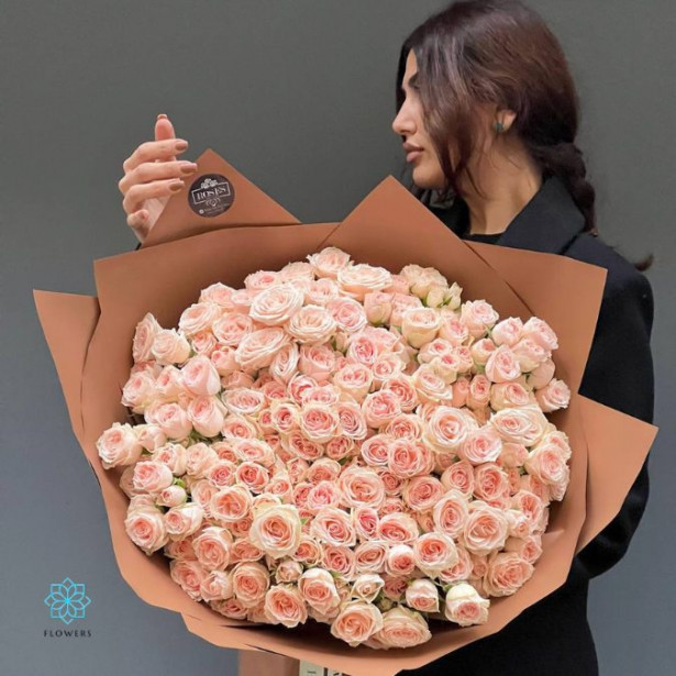 A voluminous bouquet of spray roses