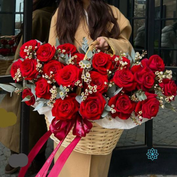 Basket of red roses