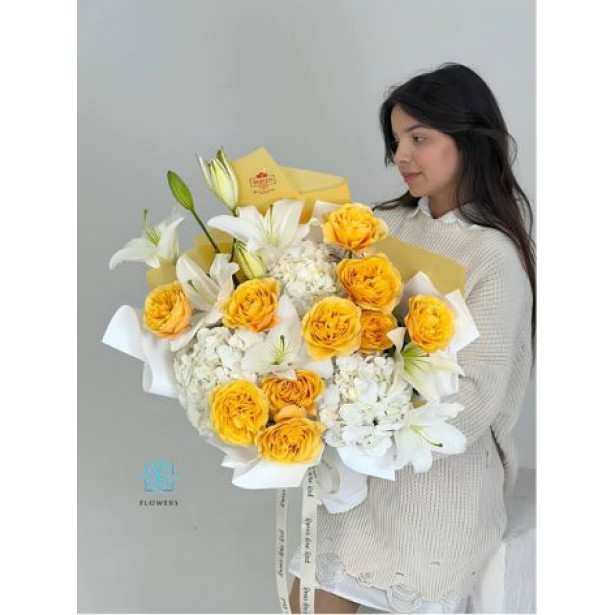 Flower Bouquet with Yellow Lilies